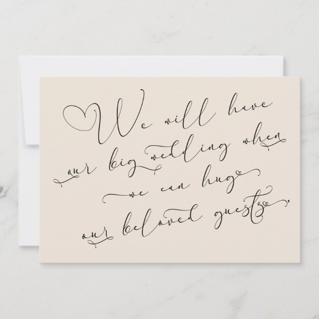 When We Can Hug Postponed Wedding Cream Card (Front)