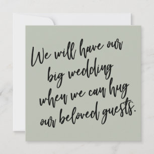 When We Can Hug Sage Green Postponed Wedding Card