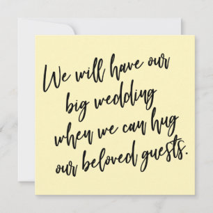 When We Can Hug Yellow Postponed Wedding Card