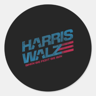 When We Fight We Win Kamala Harris Cat Lady Boho Classic Round Sticker