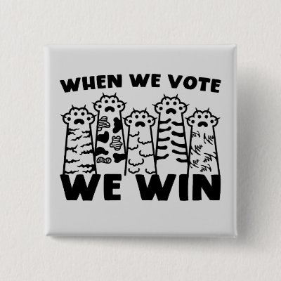 When We Vote We Win Cat Paws Kamala Cat Ladies Button