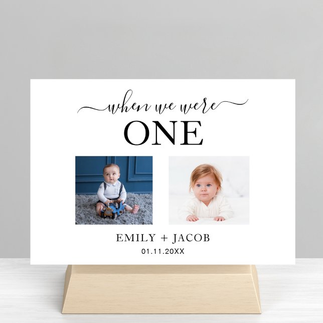 When We Were Age Photo Minimalist Wedding Party Table Number (Creator Uploaded)