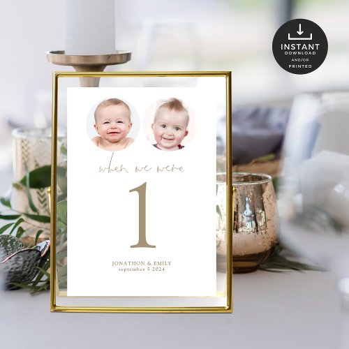 When We Were Age Photos Wedding Table Number Gold