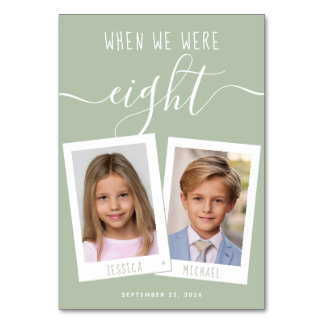 When We Were Age Sage Green Kids Photos Wedding Table Number