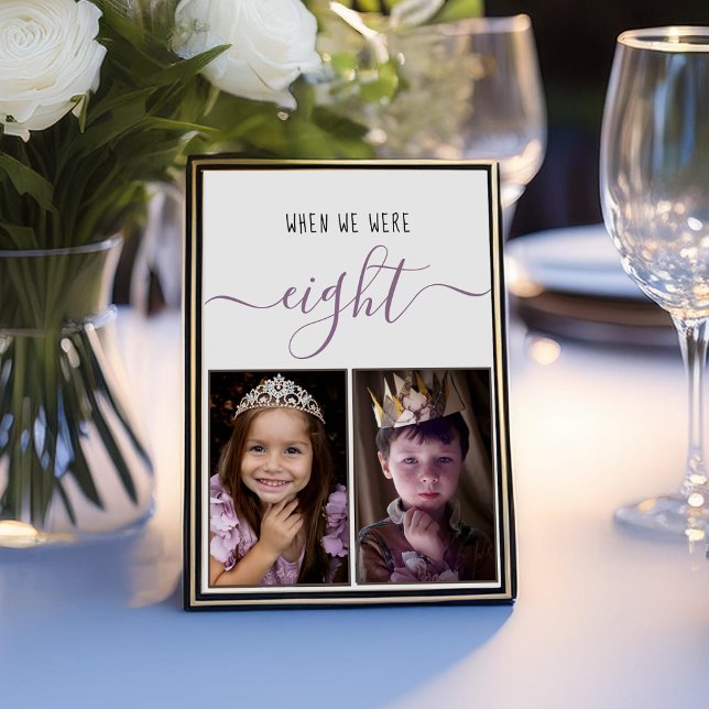 When We Were Eight Script Childhood Photos Wedding Table Number (Creator Uploaded)