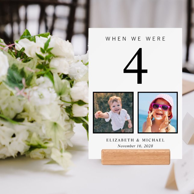 When We Were Kids Photo Wedding Table Number Holder (Creator Uploaded)