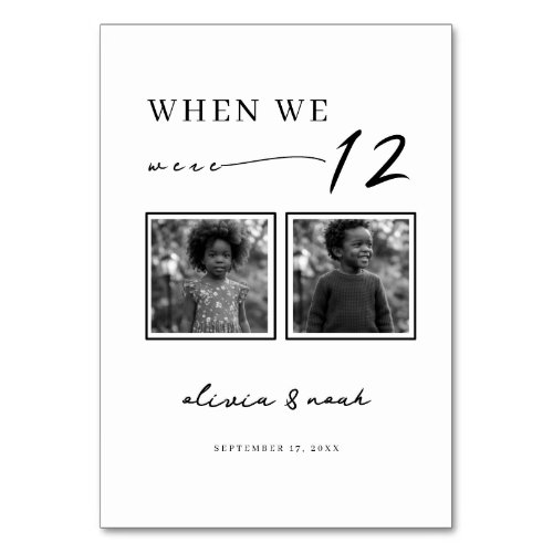 When We Were Wedding Table Cards, Table Number
