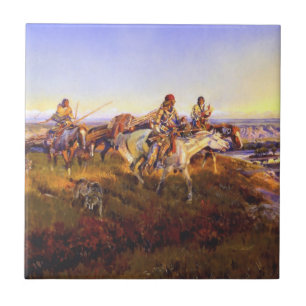 “When White Men Turn Red” by Charles M Russell Ceramic Tile