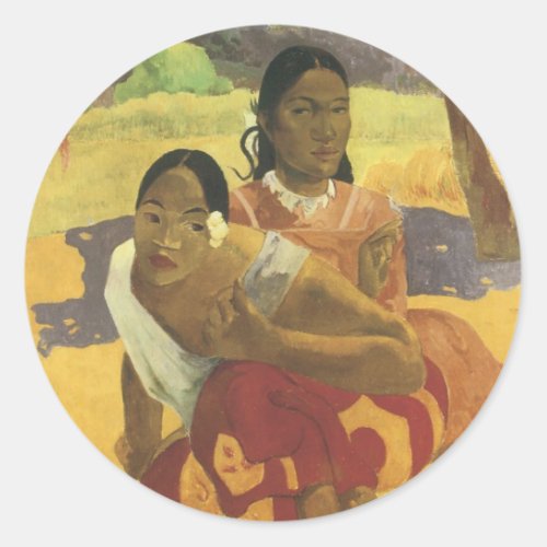 When Will You Marry by Paul Gauguin Vintage Art Classic Round Sticker