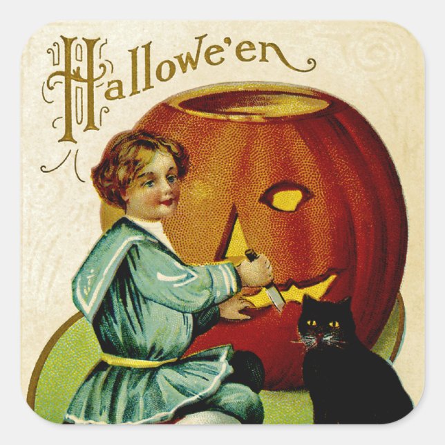 When Witches Abound at Halloween Square Sticker (Front)