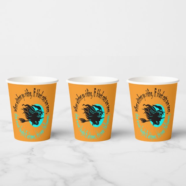 When Witches Go Riding Tis Near Halloween Aqua Tex Paper Cups (Multi)