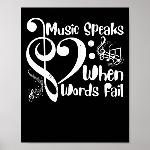 When Word Fail Music Speaks Musical Notes Symbol Poster