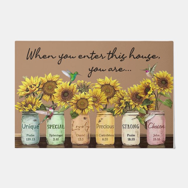 When you enter this house doormat, Sunflower Doormat (Front)