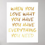 When You Love Faux Gold Foil Poster at Zazzle