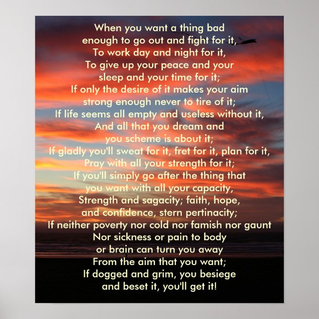 When you want a thing bad enough poster (Front)