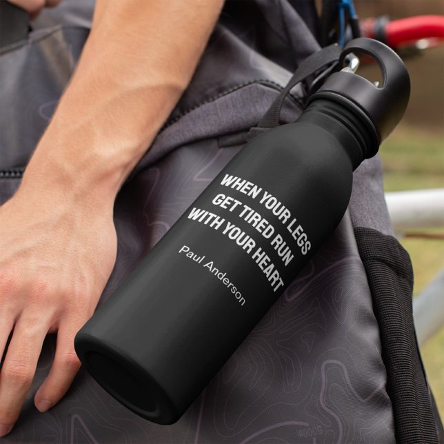 When Your Legs Get Tired Run With Your Heart Biker Stainless Steel Water Bottle (Creator Uploaded)
