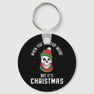 When You're Dead Inside But It's Christmas Skeleto Keychain