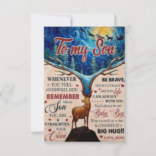 Whenever U Feel Overwhelmed Deer Mom To Son Thank You Card