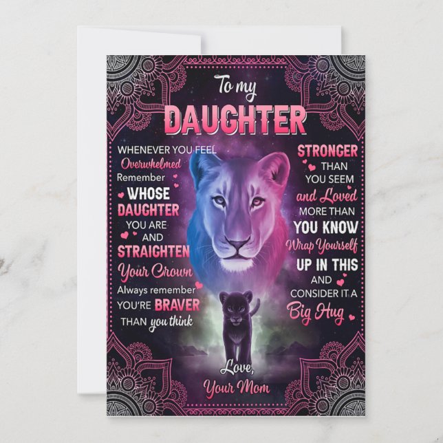 Whenever U Feel Overwhelmed Lion Mom To Daughter  Holiday Card (Front)