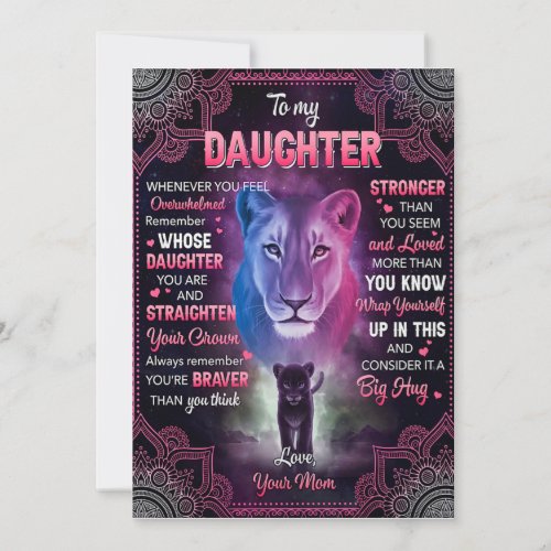 Whenever U Feel Overwhelmed Lion Mom To Daughter  Holiday Card