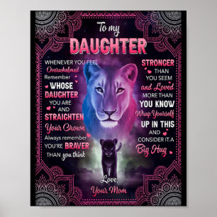 Whenever U Feel Overwhelmed Lion Mom To Daughter Poster
