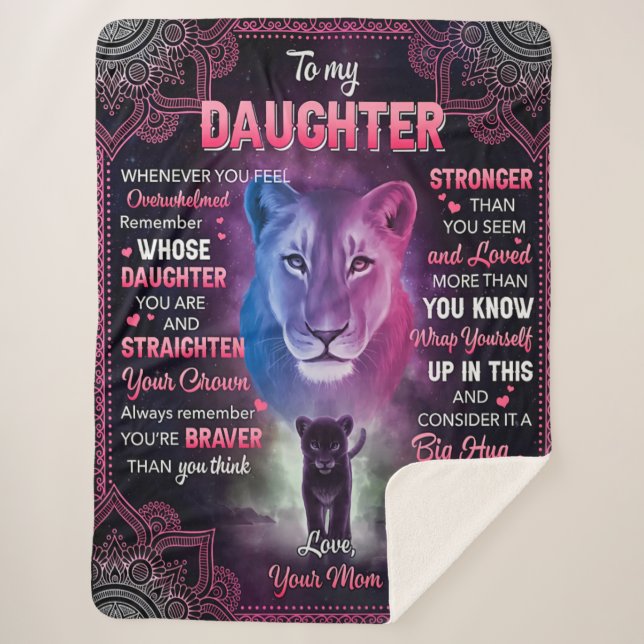 Whenever U Feel Overwhelmed Lion Mom To Daughter  Sherpa Blanket (Front)