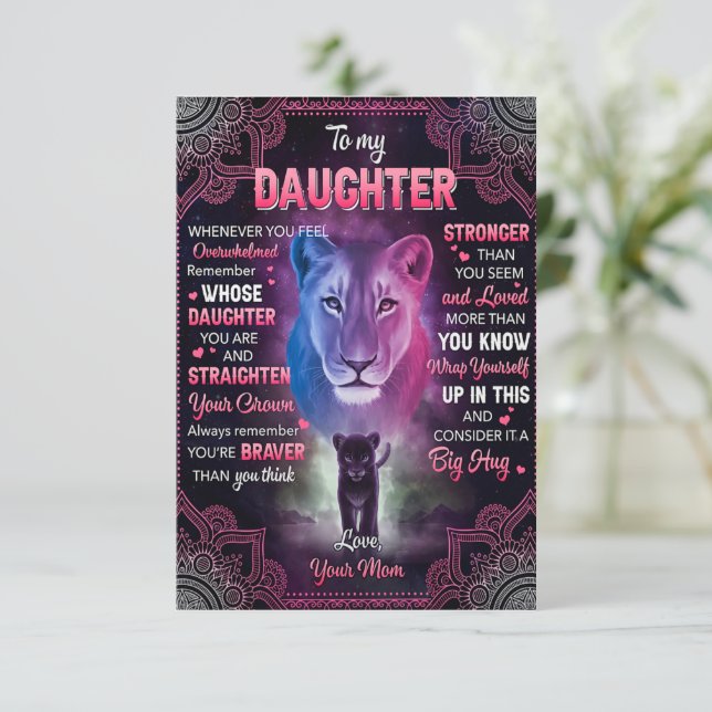 Whenever U Feel Overwhelmed Lion Mom To Daughter  Thank You Card (Standing Front)