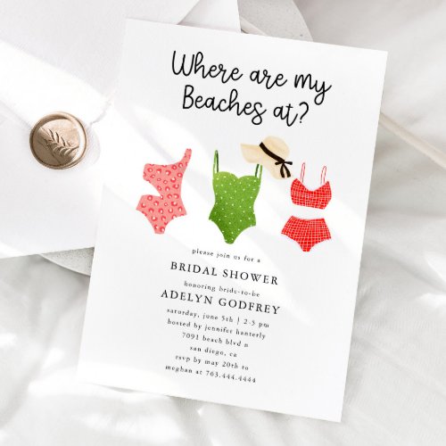 Where Are My Beaches At Bridal Shower Invitation