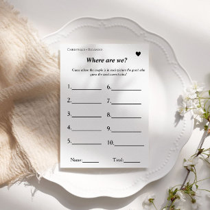 where are we Travel Theme game bridal shower Announcement