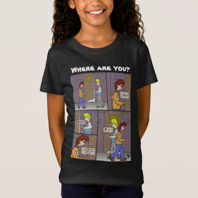 Where Are You? Girl's Black T-Shirt (Front)