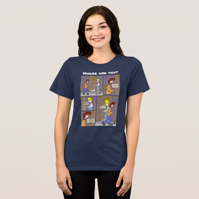 Where Are You? Women's Black Tri-Blend T-Shirt Shirt (Front Full)