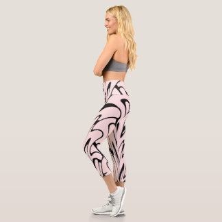 Where Art Meets Thought Black and Pink Capri Leggings
