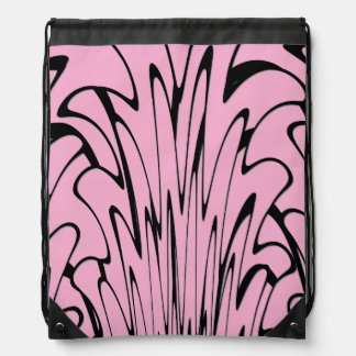 Where Art Meets Thought Black and Pink  Drawstring Bag