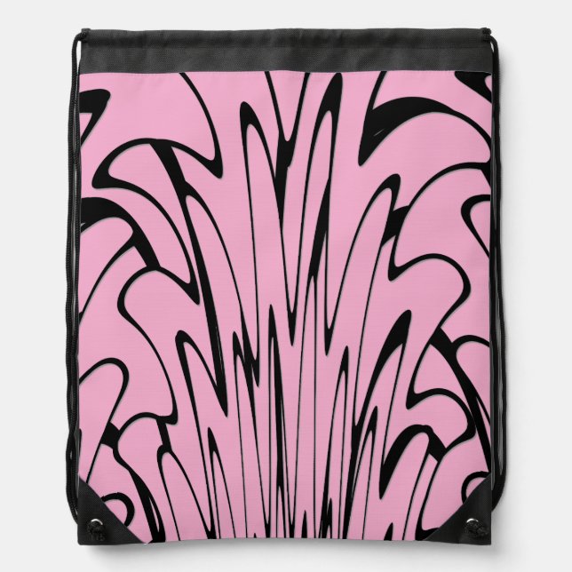 Where Art Meets Thought Black and Pink  Drawstring Bag (Front)