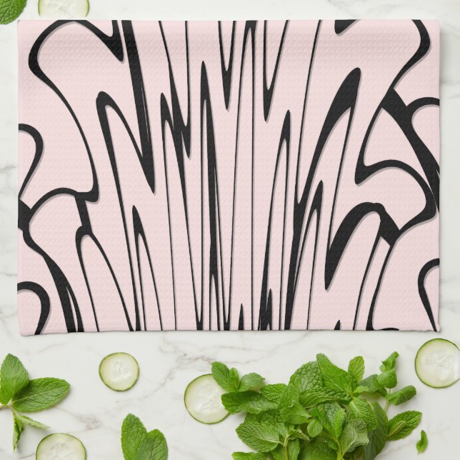 Where Art Meets Thought Black and Pink  Kitchen Towel (Folded)