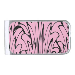 Where Art Meets Thought Black and Pink Silver Finish Money Clip
