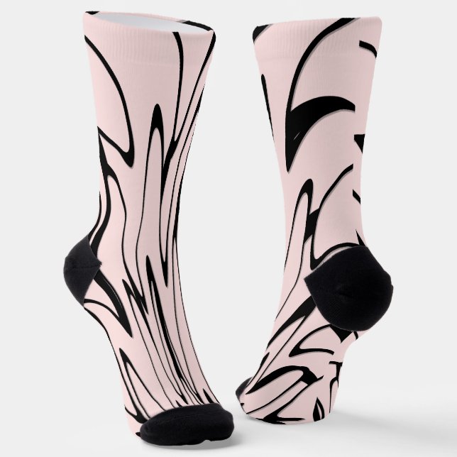 Where Art Meets Thought Black and Pink  Socks (Angled)