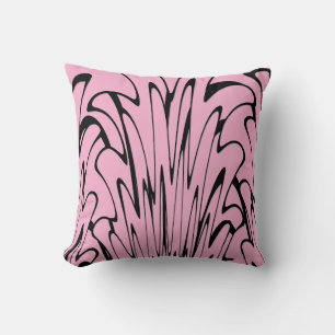 Where Art Meets Thought Black and Pink  Throw Pillow