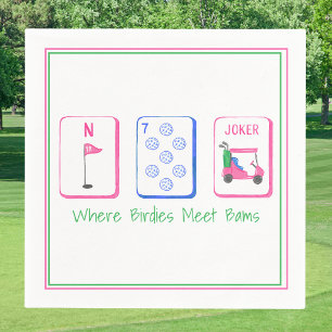 Where Birdies Meet Bams / Golf Mahjong Party Napkins