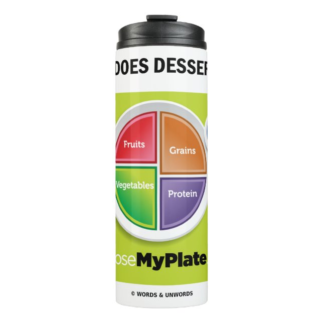 Where Does Dessert Fit In? MyPlate Humor Thermal Tumbler (Front)