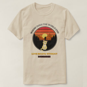Where Does The World End Cute Cat Retro Sunset T T-Shirt