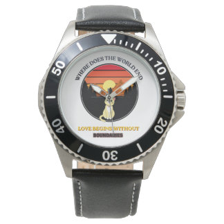 Where Does The World End | Cute Cat Retro Sunset T Watch