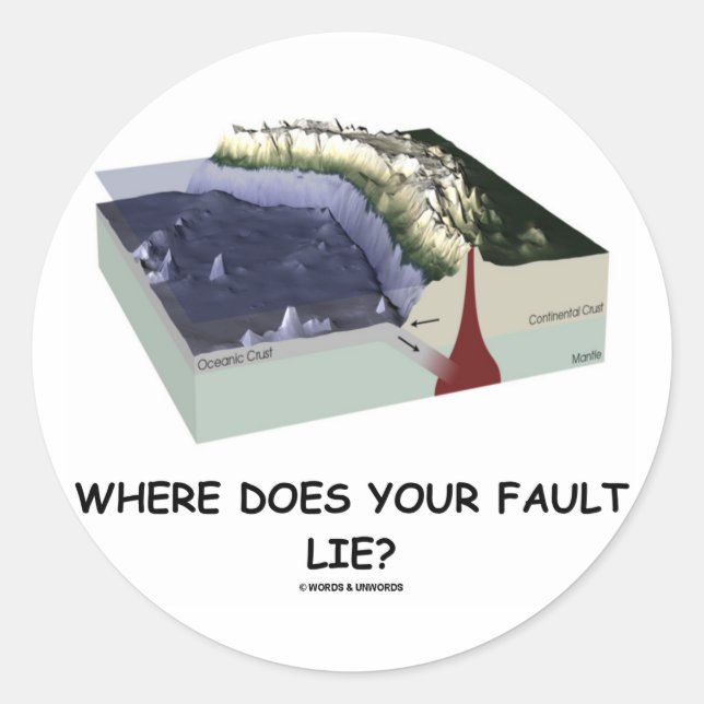 Where Does Your Fault Lie? (Geology Humor) Classic Round Sticker (Front)