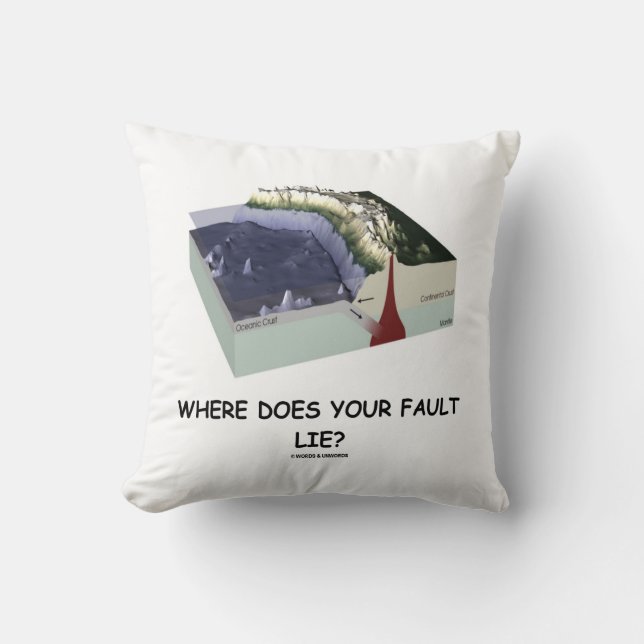 Where Does Your Fault Lie? Geology Humor Throw Pillow (Front)
