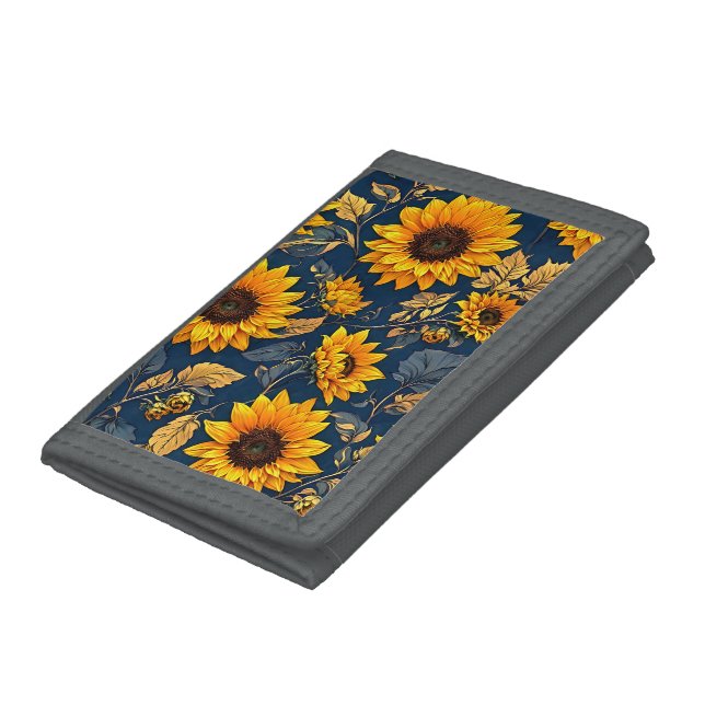 Where Elegance Meets Nature: Sunflower Dreams Trifold Wallet (Bottom)