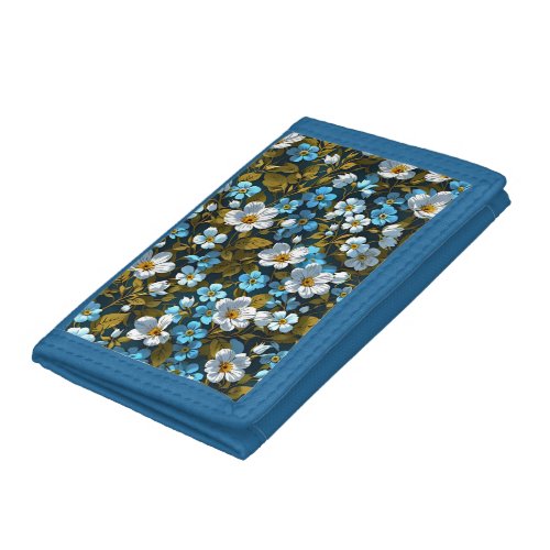 Where Elegance Meets Tranquility Myosotis Floral Trifold Wallet