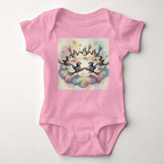 Where Feathers Dance in Light Baby Bodysuit (Front)