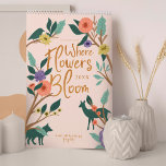 Where Flowers Bloom Floral Botanical Animals Calendar<br><div class="desc">Calendar design called where flowers bloom, featuring twelve of our own original illustration pieces with each month's illustration depicting a different animal in nature. The animals are subtlety captured in the blooming and blossoming flowers, as they are one with nature. Our calendar theme where flowers bloom is in honor of...</div>