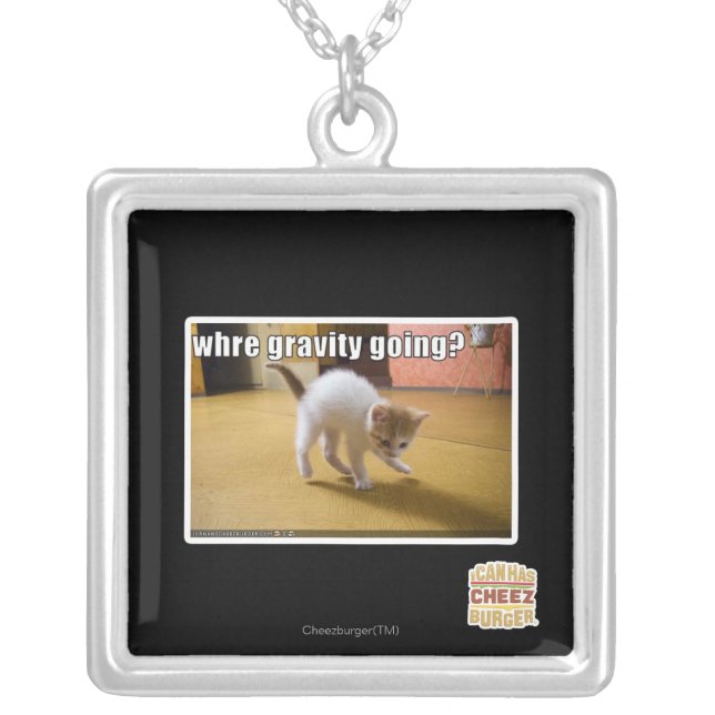 Where gravity going? silver plated necklace (Front)