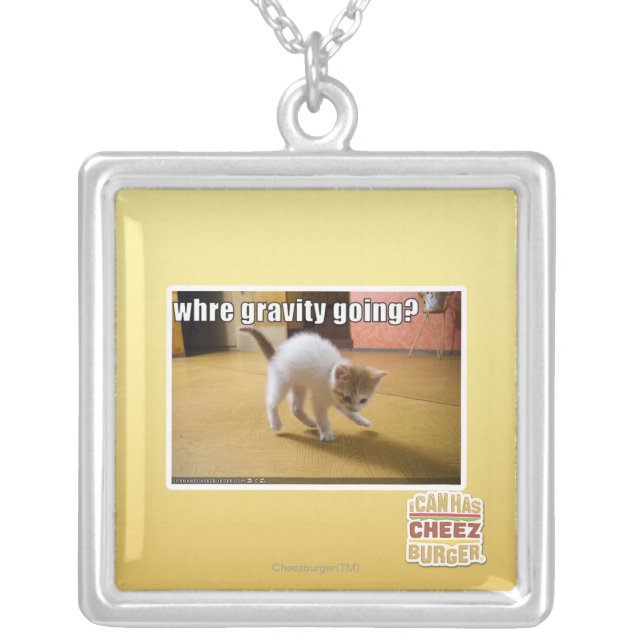 Where gravity going? silver plated necklace (Front)